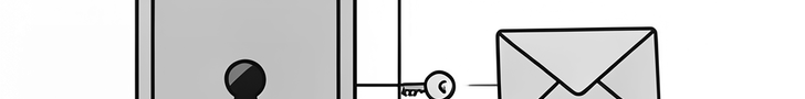 Locked vault on the left, a thin barrier line, and a key crossing through the barrier to a small envelope on the right — broker stands between requester and credential