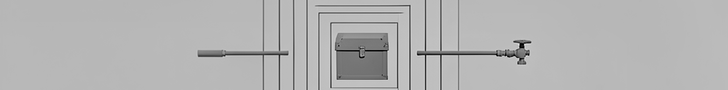 Practical Agent Sandbox Configurations banner — five concentric thin geometric walls forming nested rectangular enclosures with a sealed crate at the innermost center and a thin pipe running through every wall to an outer valve